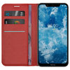 Leather Wallet Case & Card Holder Pouch for Nokia 8.1 - Red